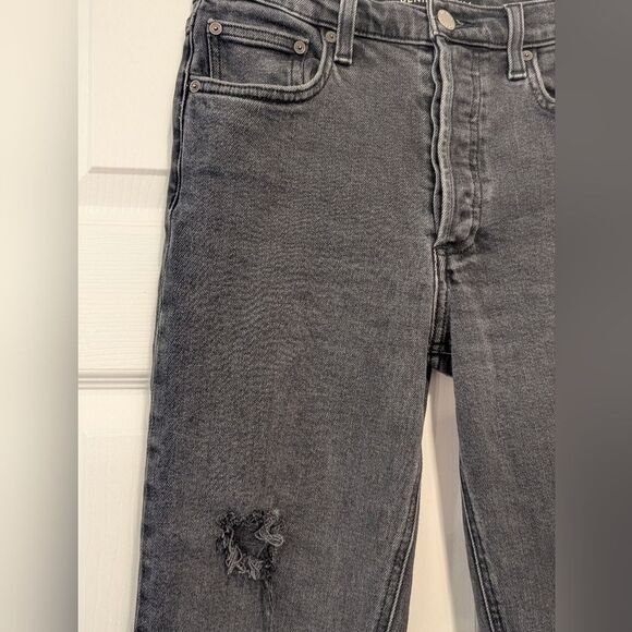 Aritzia Denim Forum Black Gray Arlo High Rise Straight Crop Button Fly 28L Jeans - Picture 13 of 13